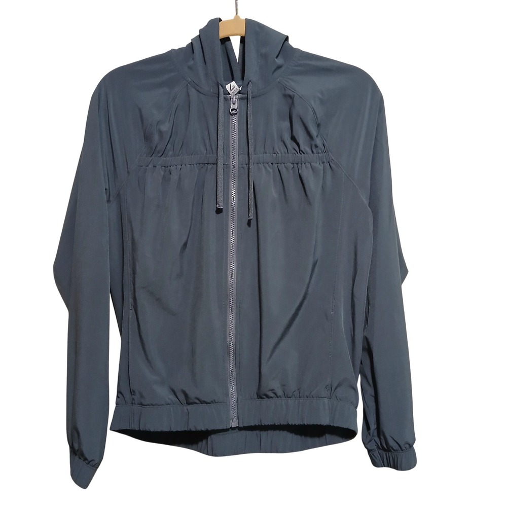 Z By‎ Zella Womens XS Gray Full Zip Lightweight Hooded Jacket Athleisure